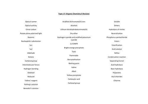 2016 Edexcel Chemistry A Level Revision Worksheets