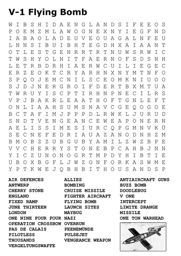 V-1 Flying Bomb Word Search