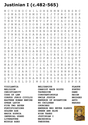 Justinian I Word Search