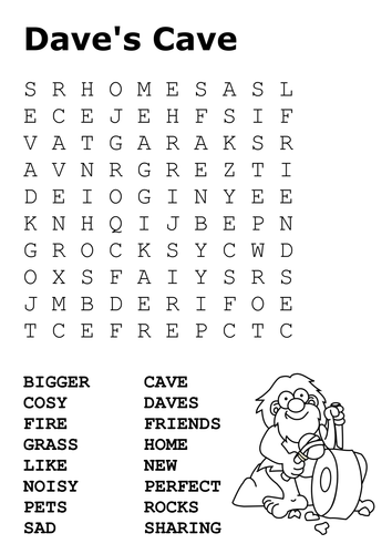 Daves Cave Word Search