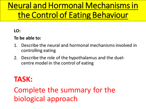 Alevel psychology eating behaviours- neural and hormonal control of eating