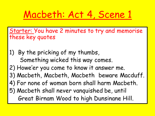 Act 4, Scene 1 Macbeth's visions Teaching Resources