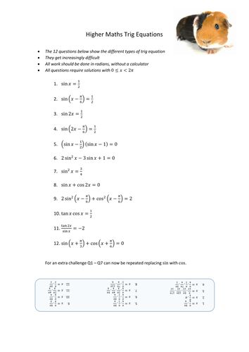 Higher Maths Trig Equations