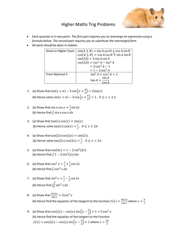 Higher Maths Trig Problems