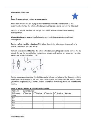 Ohm S Law Activity Worksheet By Bigriverscience