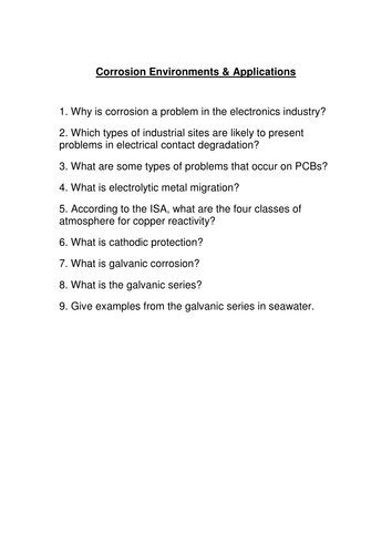 Corrosion and Stability of materials resources