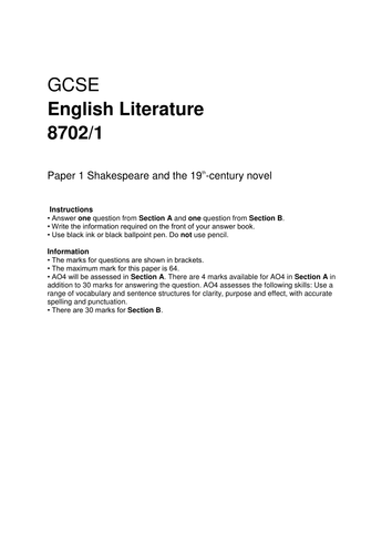 english literature paper 1 aqa