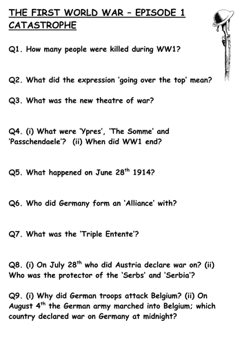 The First World War in Colour – Episode 1 Catastrophe Student Question Guide