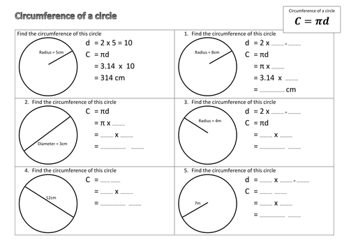 Circumference of a circle - scaffolded