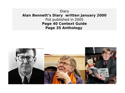 OCR EMC Anthology- Alan Bennett Diary, 2000