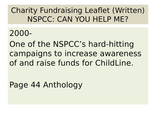 OCR EMC Anthology Charity Fundraising Leaflet NSPCC