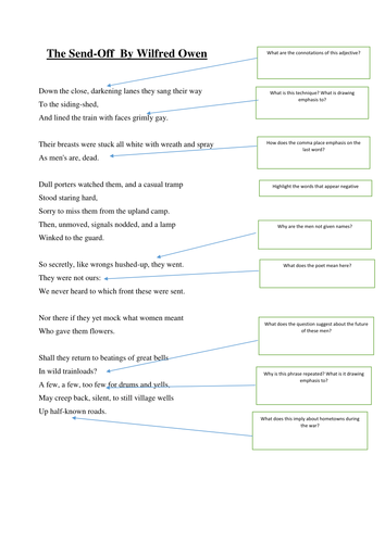 KS3 WAR SCHEME OF WORK - LESSON ON WILFRED OWEN