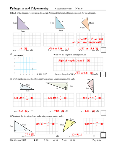 Pythagoras and Trigonometry homework or revision resource