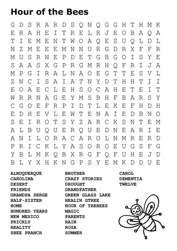 Hour of the Bees Word Search | Teaching Resources