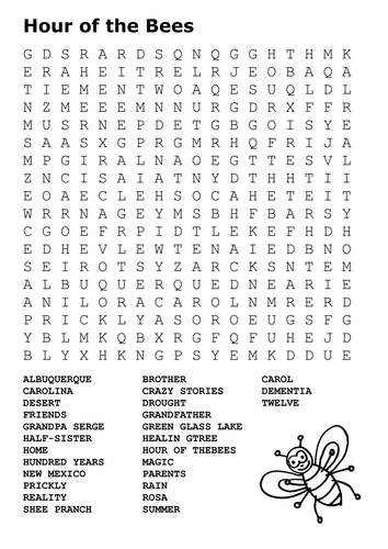 Hour of the Bees Word Search