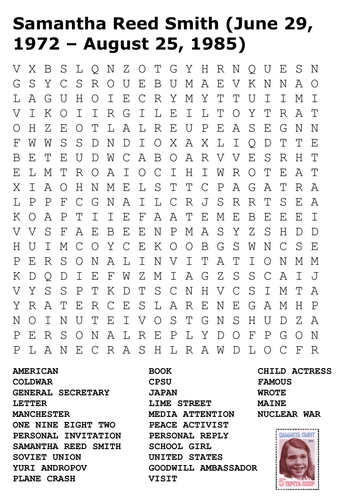 Samantha Reed Smith Cold War Word Search