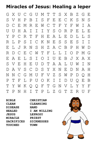 Miracles of Jesus: Healing a leper Word Search