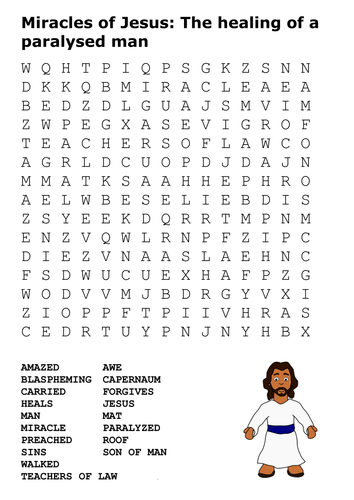 Miracles of Jesus: The healing of a paralysed man Word Search