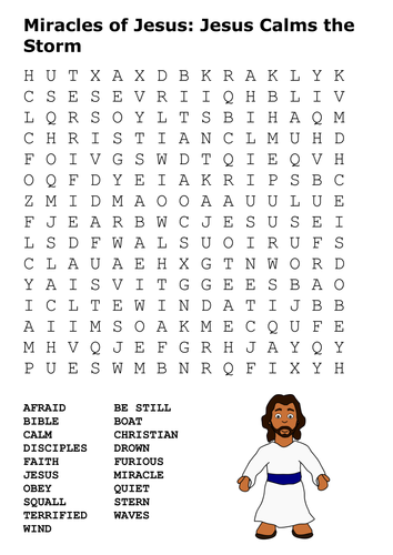 Miracles of Jesus: Jesus Calms the Storm Word Search