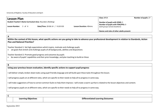 Rounders Fielding Lesson Plan