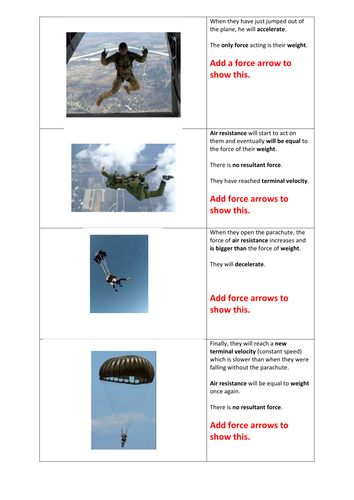 Terminal velocity GCSE worksheets