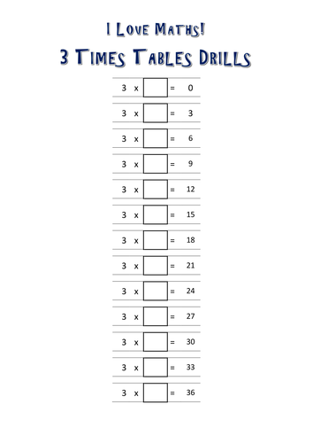3 Times Tables Drills