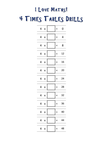 4 Times Tables Drills