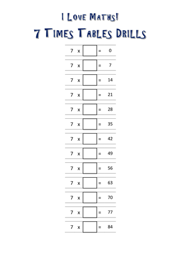 7 Times Tables Drills