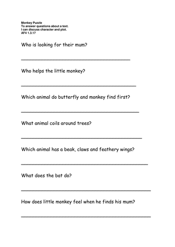 Guided Reading Comprehension sheets
