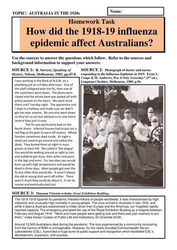 How did the 1918-19 Influenza Epidemic affect Australians?