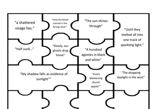 AQA Literature Section B Power and Conflict Quotations Jigsaw