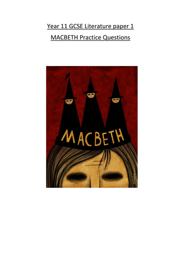 AQA GCSE English Literature:  Macbeth Practise Questions