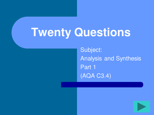 FUN revision resources  Analysis AQA C3.4 Triple Chemistry/Games and activities to break up revision