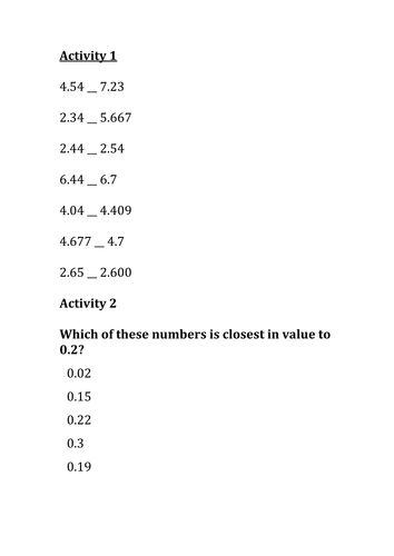 Decimals MASTERY