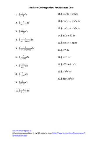 Integration Revision for A Level Pure