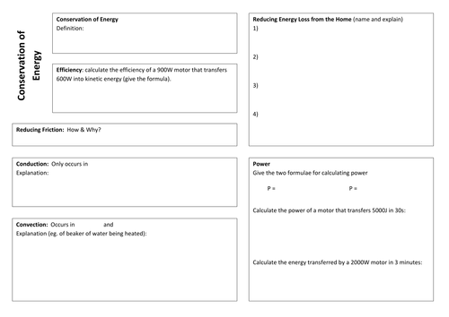 Conservation of Energy Revision Pack