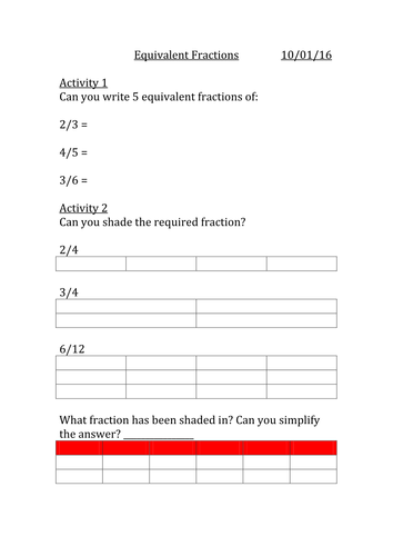 Equivalent Fractions