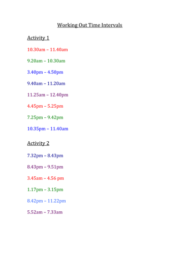 Working Out Time Intervals