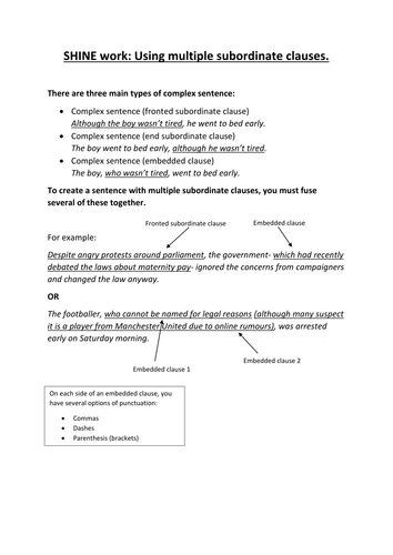 Guide for using multiple subordinate clauses