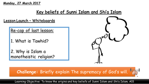 Key beliefs of Sunni Islam and Shi'a Islam