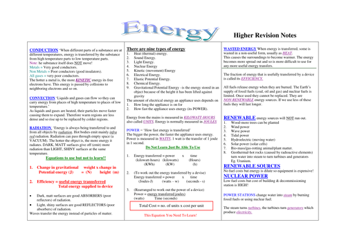 GCSE Physics Energy Revision Higher