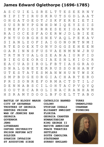 James Edward Oglethorpe (1696-1785) Word Search