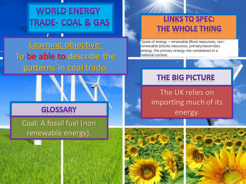 AQA AS level geography (legacy). Demand and supply of coal.
