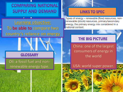 AQA AS geography legacy specification, national scale supply and demand.