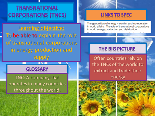 Legacy AS level geography. Energy and transnational corporations.