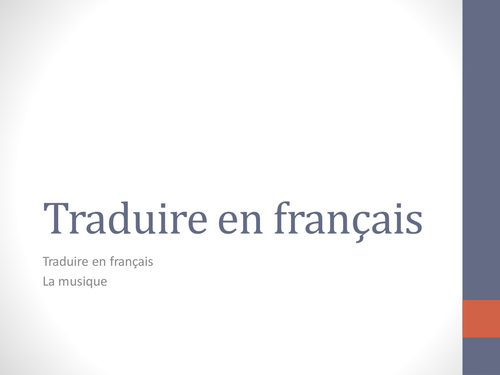 Translations into French on the topic of music