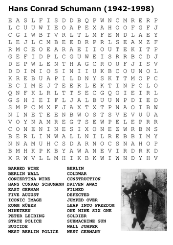 Hans Conrad Schumann  - Berlin Wall (1942-1998) Word Search