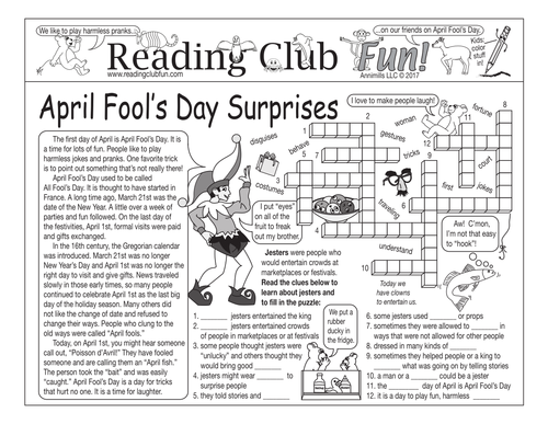 April Fool's Day Surprises Two-Page Activity Set and Word Search