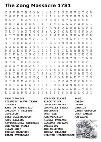 The Zong Slave Ship Massacre Word Search