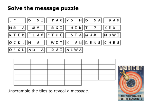 Solve the message puzzle on the Blitz